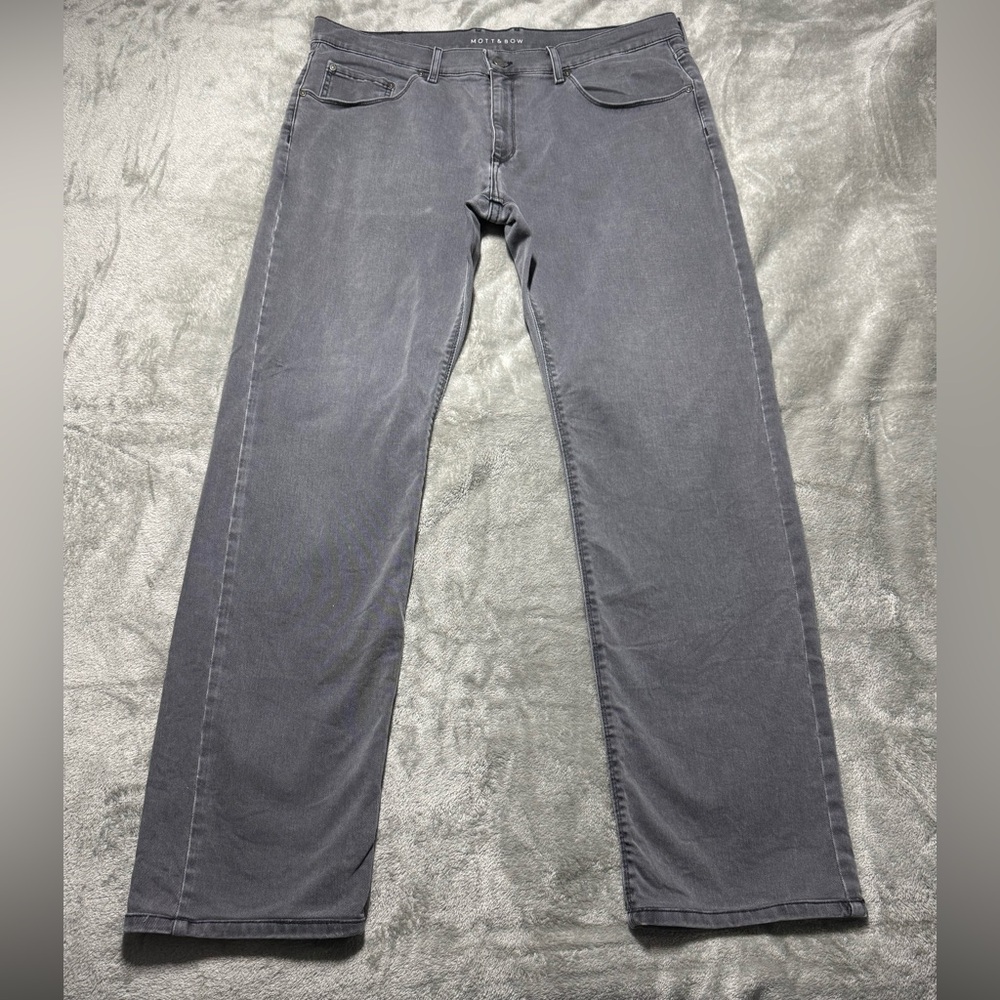 Mott & Bow Slim Stone Jeans Men's 38x34 Light Gray Five Pocket Stretch Denim